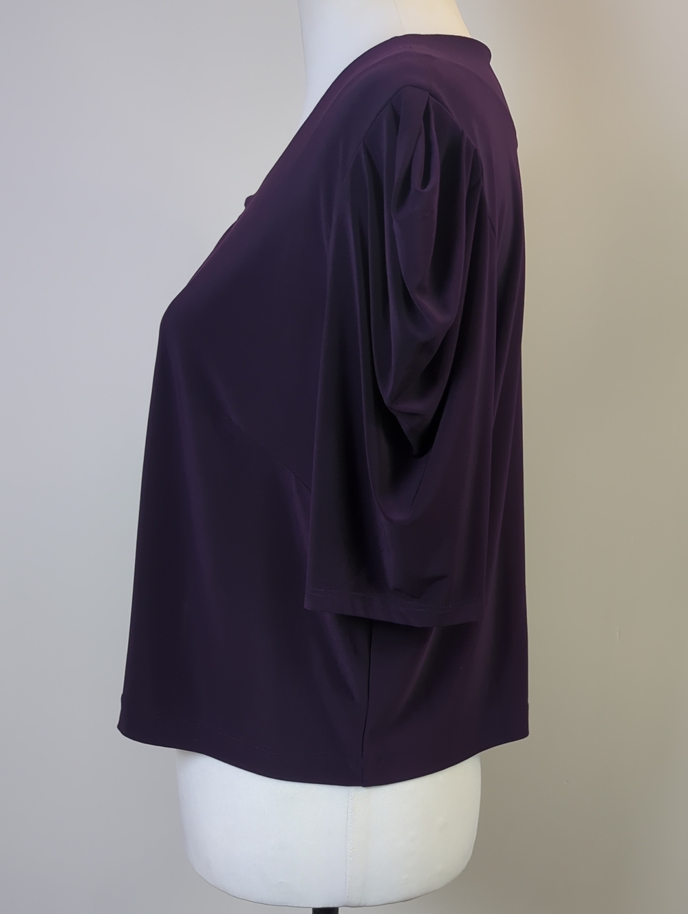Dressbarn Purple Open Front Cropped Shrug Cardigan Short Sleeve SIZE 12 - Picture 5 of 11
